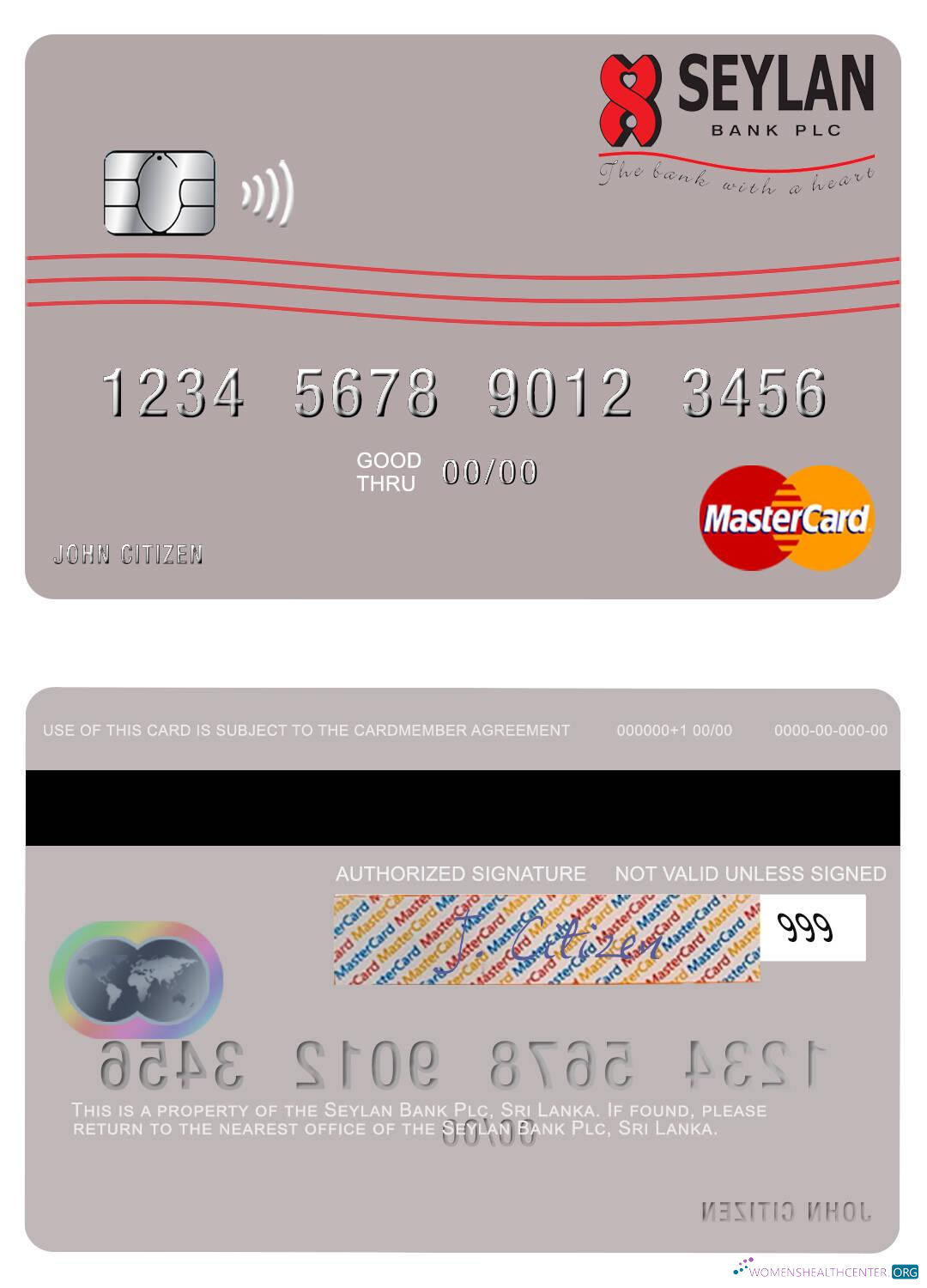 Download Sri Lanka Seylan Bank Plc mastercard Photoshop template